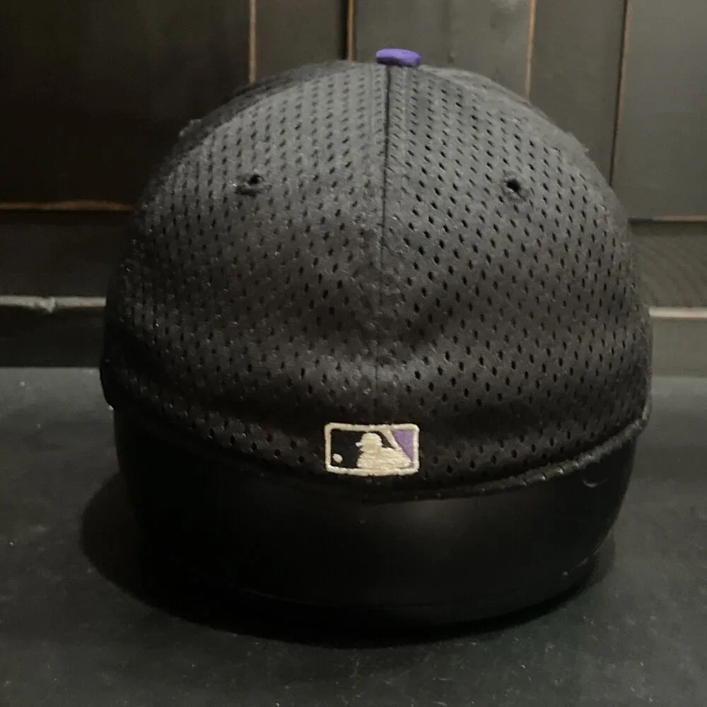 Vintage 90s Arizona Diamondbacks Mesh Fitted Hat Black Purple Made In USA  7 1/4